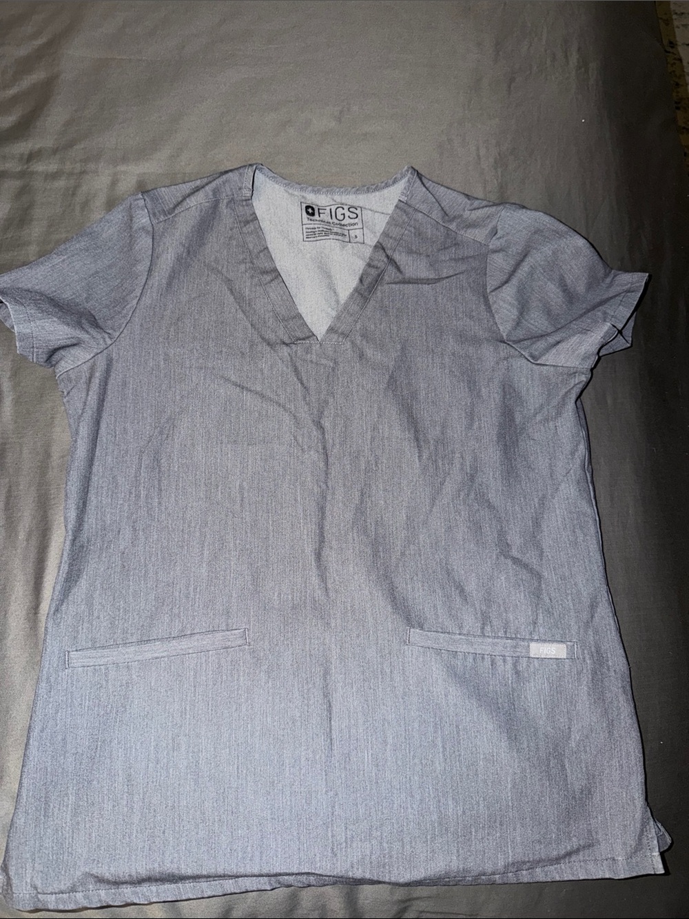 FIGS Womens V-Neck Scrub Top in Light Gray